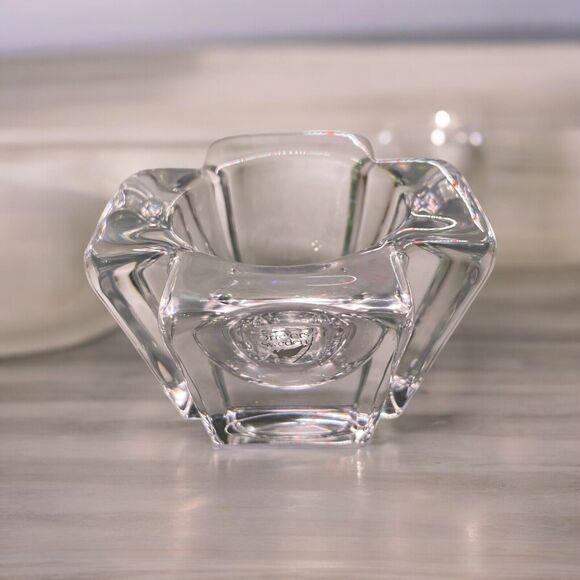 ORREFORS Sweden Crystal Max Cross Votive or Tea Light Candle Holder Anna Ehrner - Picture 1 of 11